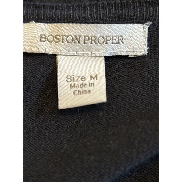 Boston Proper Open Black Sequins Cardigan Sweater Medium Dressy Fancy Special - Picture 4 of 6